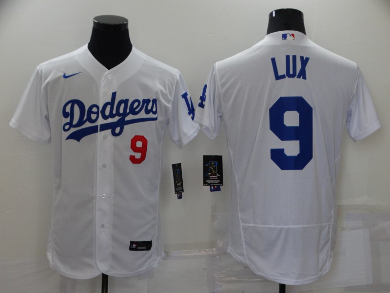 Men's Los Angeles Dodgers #9 Gavin Lux White Flex Base Stitched Jersey Men's Los Angeles Dodgers #9 Gavin Lux White Flex Base Stitched Jersey